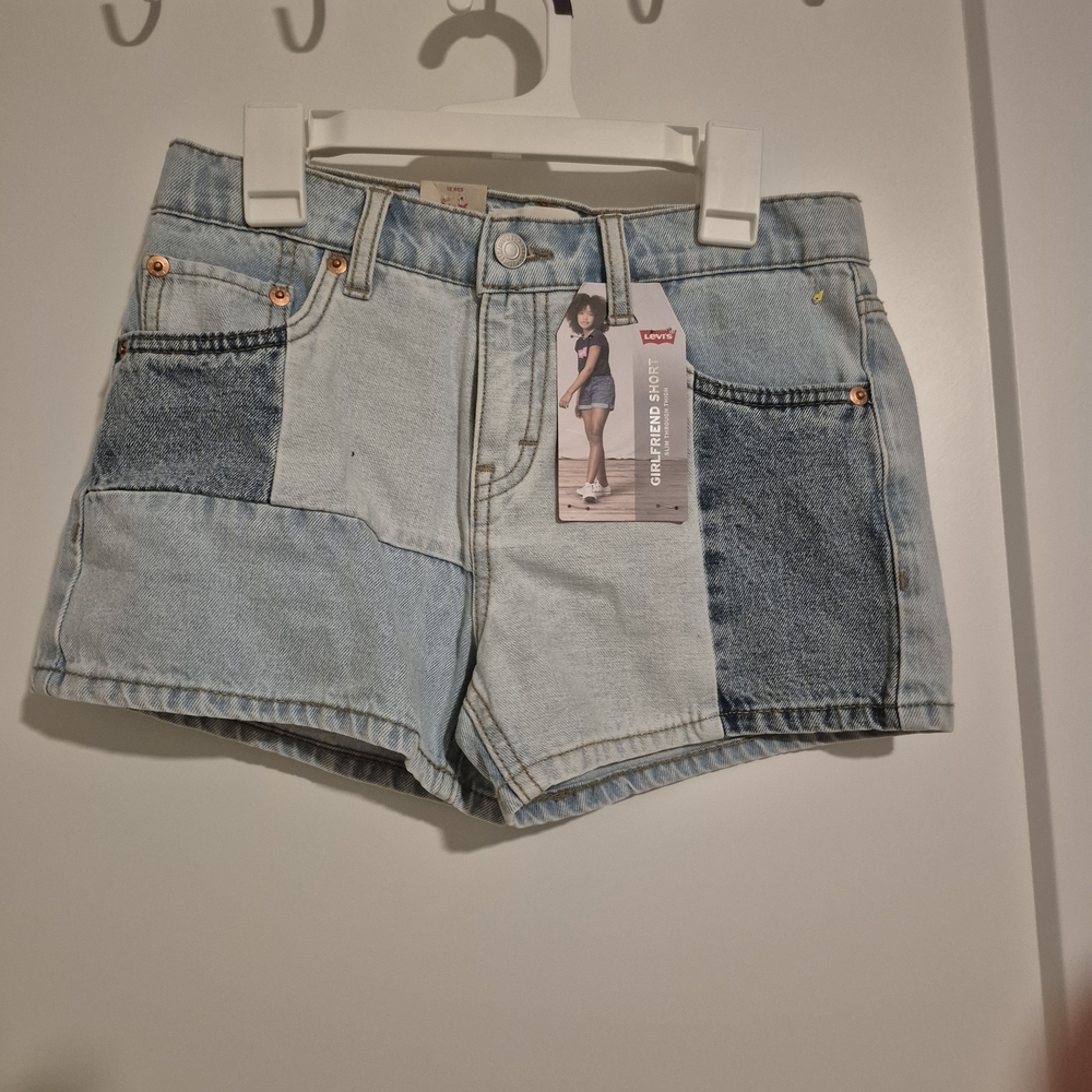 Levi's Girls Light Blue Patchwork Jean Shorts